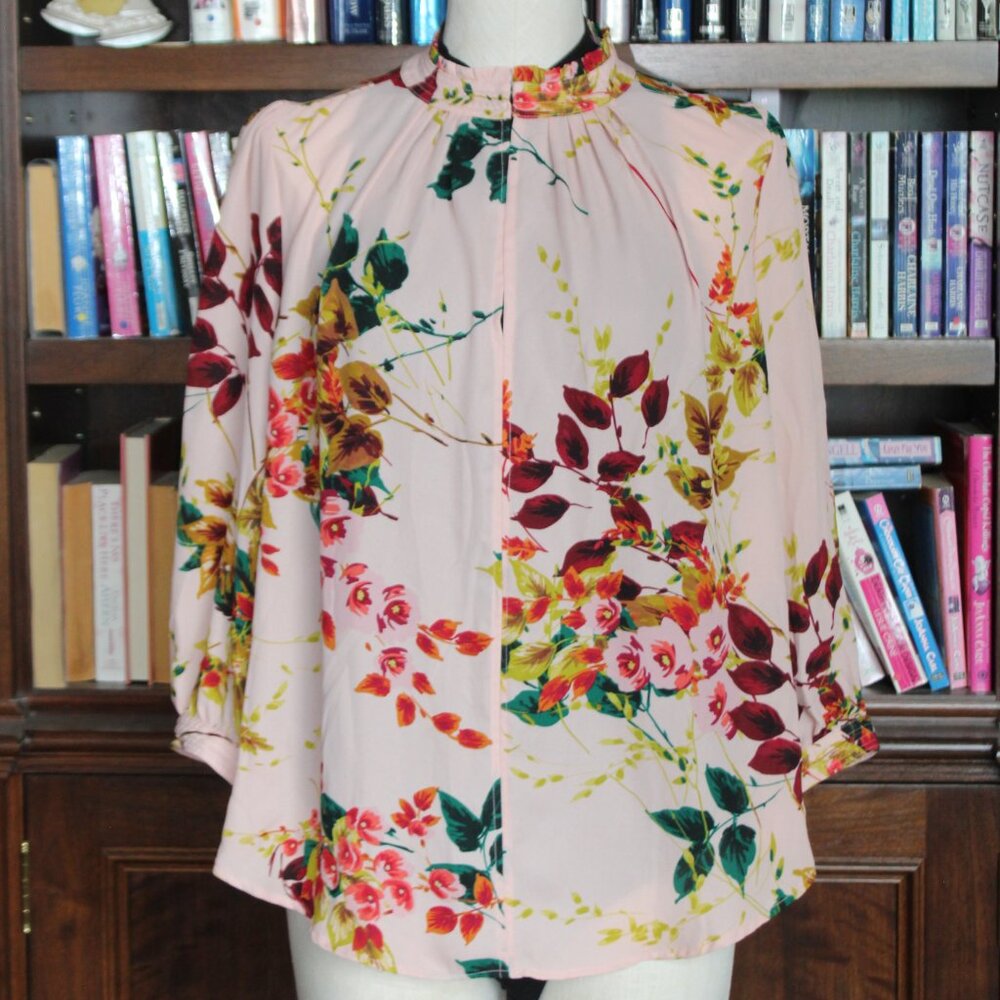 Worthington Women’s 3/4 Sleeve Blouse Pink Floral